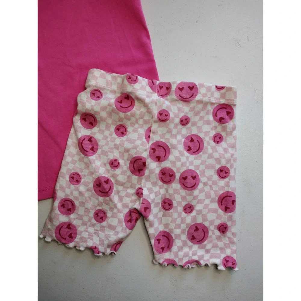 Pink‎ Tank Top and Lucky Daisy Smiley Face Biker Shorts Set Size 5